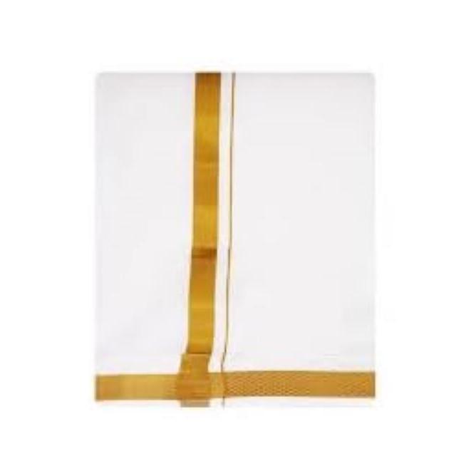 Mens Dhoti Cotton 2 Mtrs Fancy Border Dhothi/Vesti/Mundu White Colour Pack of 1 B0CTSYWKQ1
