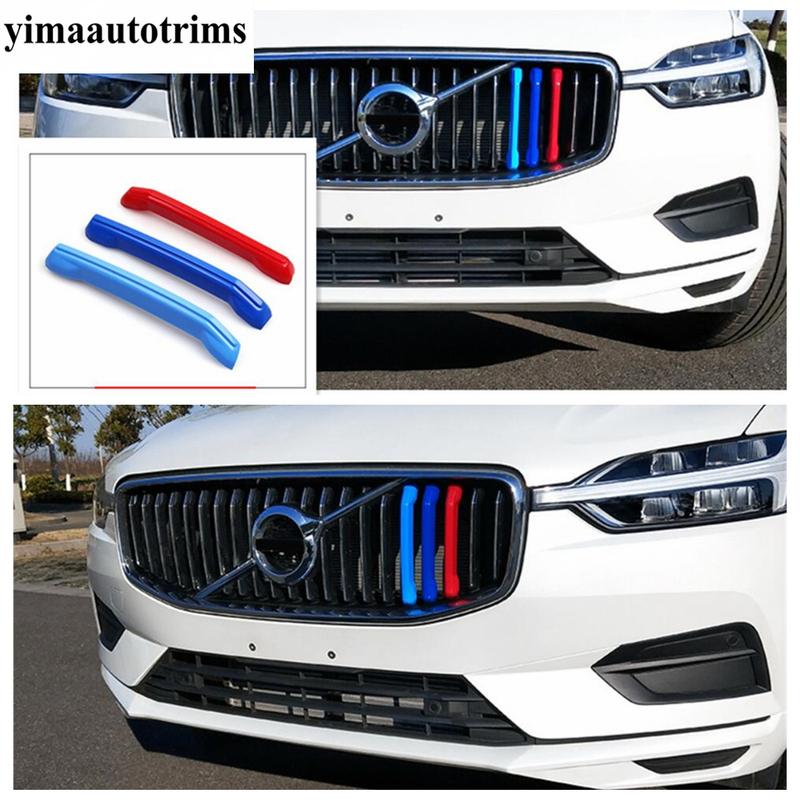 Tricolor Front Head Grille Grill Strip Molding Decoration Cover Trim For VOLVO XC60 2018 -  Plastic Accessories Exterior Kit