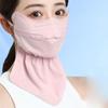 Solid Color Ice Silk Mask Hanging Ear Ice Silk Face Mask Neck Wrap Cover UV  Face Mask  Cycling