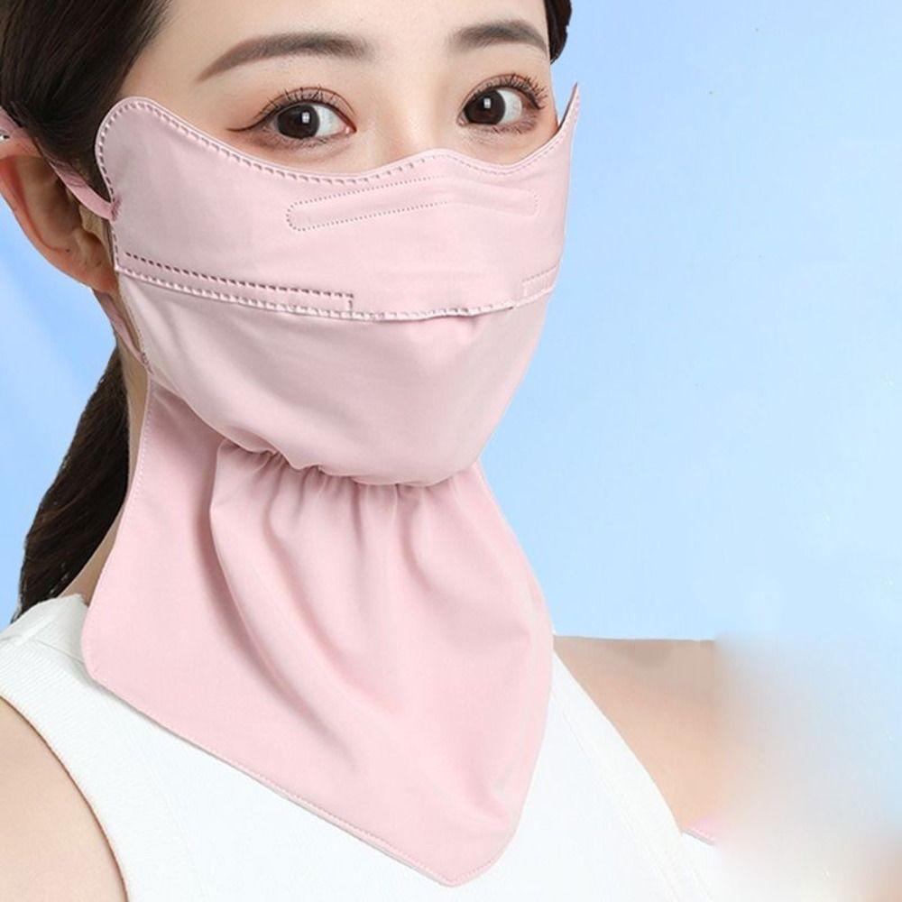Solid Color Ice Silk Mask Hanging Ear Ice Silk Face Mask Neck Wrap Cover UV  Face Mask  Cycling