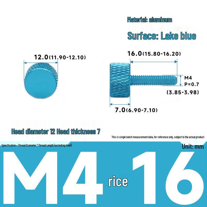 Barevné hliníkové šrouby s ručním utahováním pro úpravu počítačové skříně - velikosti M3/M4/M5, 16*5/6-10/20