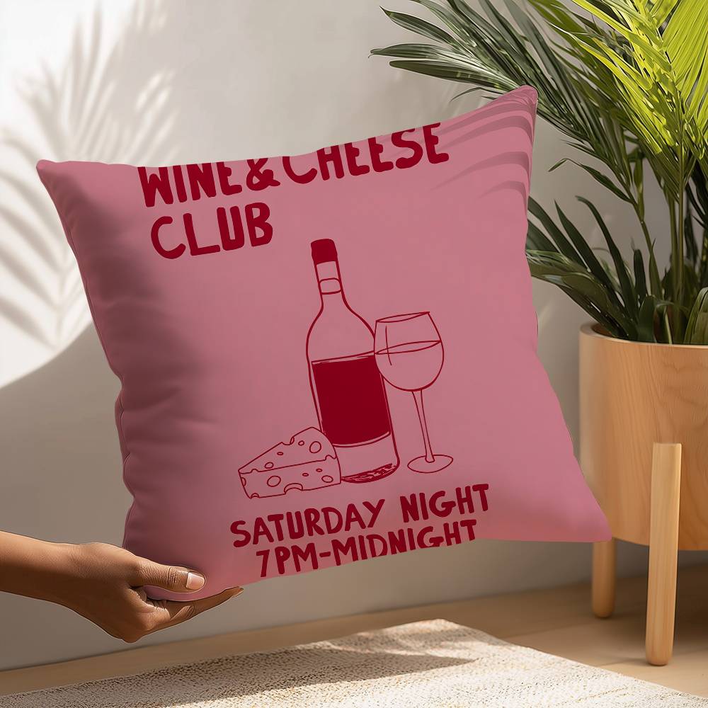 Mokkakanne Kaffee Pasta Liebhaber Wein Käse Kissenbezug Plüschstoff Weicher Kissenbezug Zweiseitiger Druck Kissenbezug Haushalt