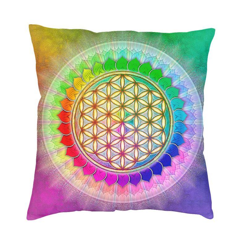 Sacred Geometry Flower Of Life Kuddfodral 45*45cm för vardagsrumssoffa Geometrisk Mandala Kuddfodral Sammets örngott