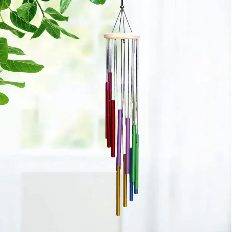 Aluminum Rotating Wood 12tube Solid Wind Chime