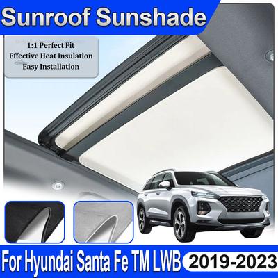 Car Sunroof Sunshade For Hyundai Santa Fe TM Accessories LWB MK4 2019~2023 Electrostatic Insulation Anti UV Protection Sun Visor