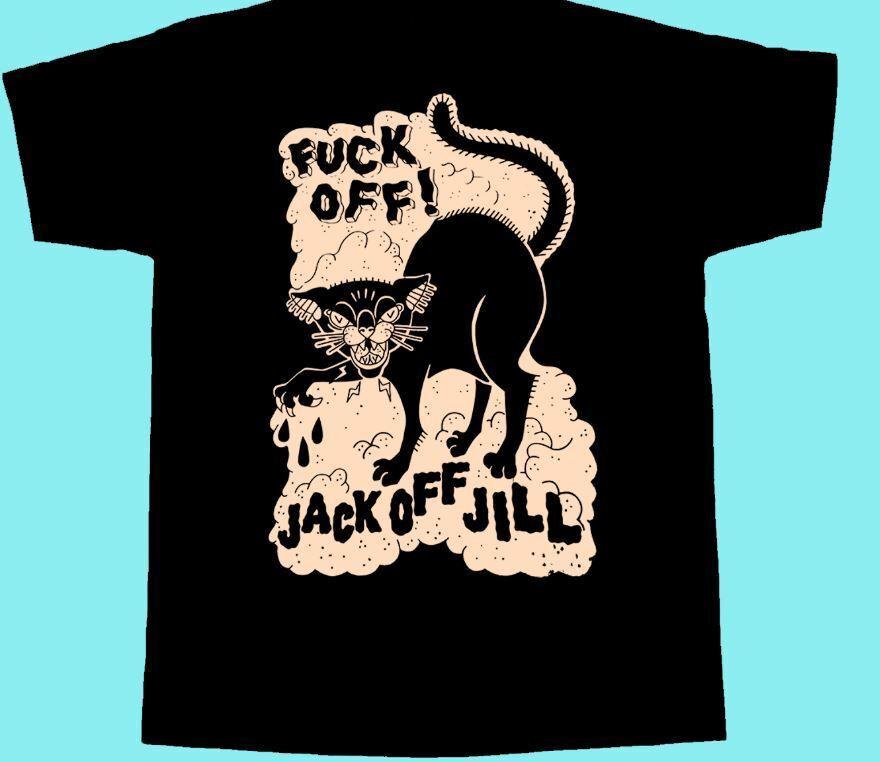 Vintage Jack Off Jill Cat Catoon T shirt Black Heavy Cotton Size S To 5XL Unisex T-Shirt XL