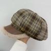 Retro Plaid Plush Star Anise Beret Women's Year Autumn Winter Warm Face Small Bud Painter Hat Tide