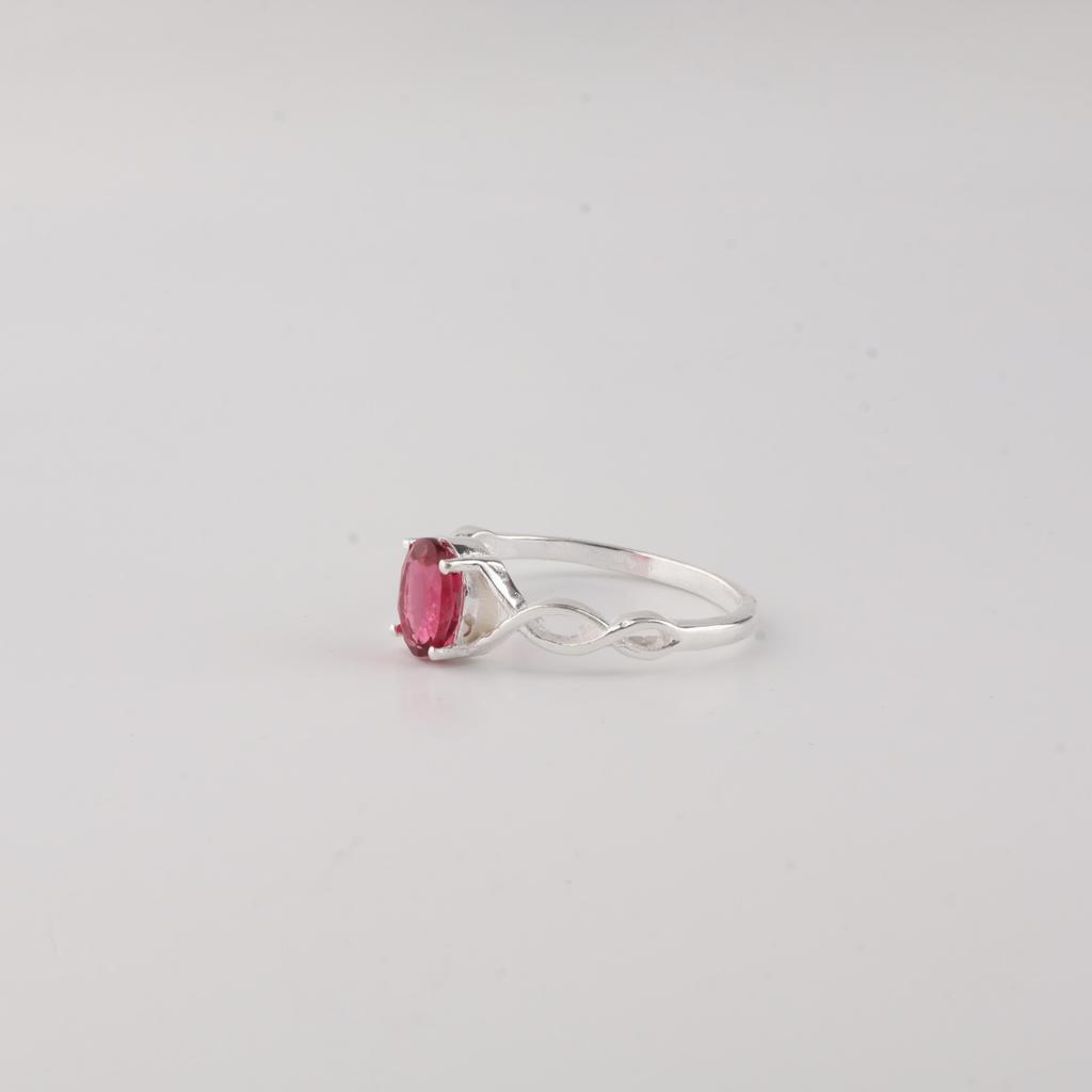 Pink Rubellite Gemstone 925 Sterling Silver Elegant Prong Set Ring For Women CZR-16-15