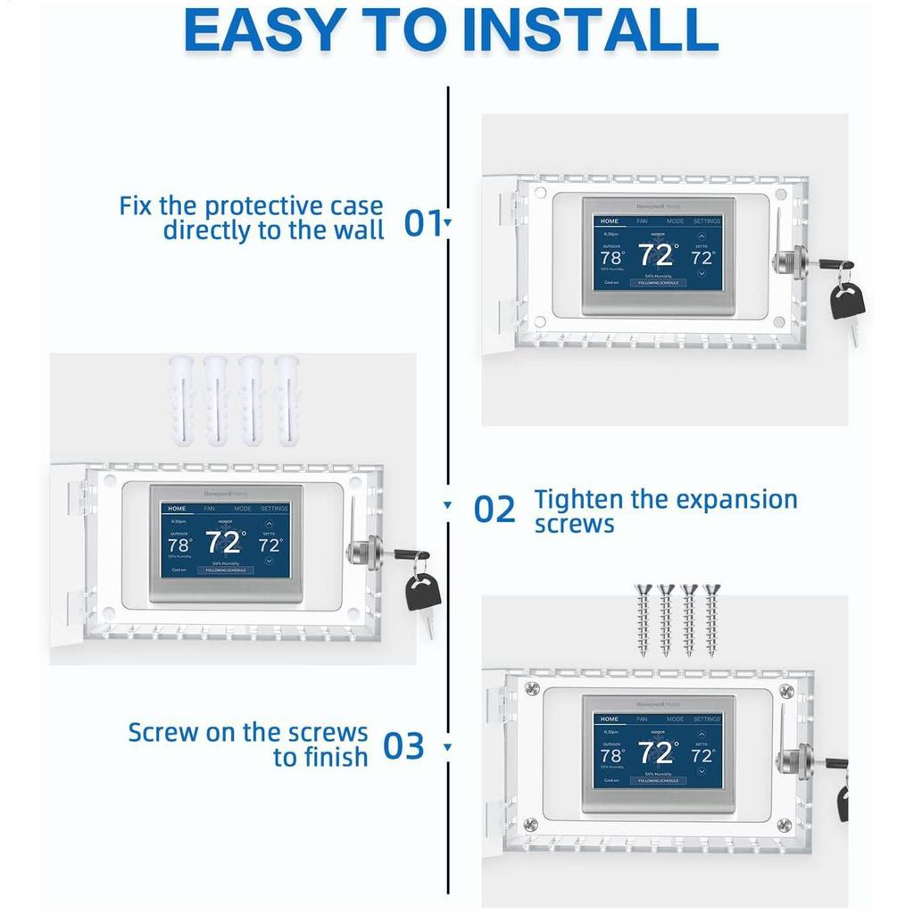 Lock Box for Thermostat On Wall Clear AC Thermostat Cover with Lock Home Accessories for Industrial Garage Attic Outlet