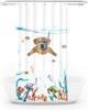 Galactic Cat Astronaut Waterproof Shower Curtain - Space Adventure with Dinosaur Ride for a Fun and Quirky Bathroom Decor