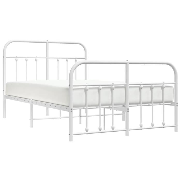 VidaXL Cadre de lit métal avec tête de lit-pied de lit blanc 120x190cm 352642