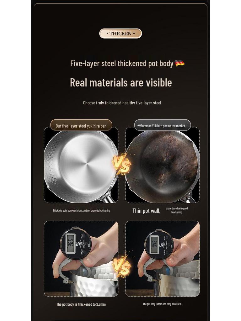 Unbeschichtete Edelstahl Yukihira Milchpfanne – Babynahrung & Ramen-Suppentopf