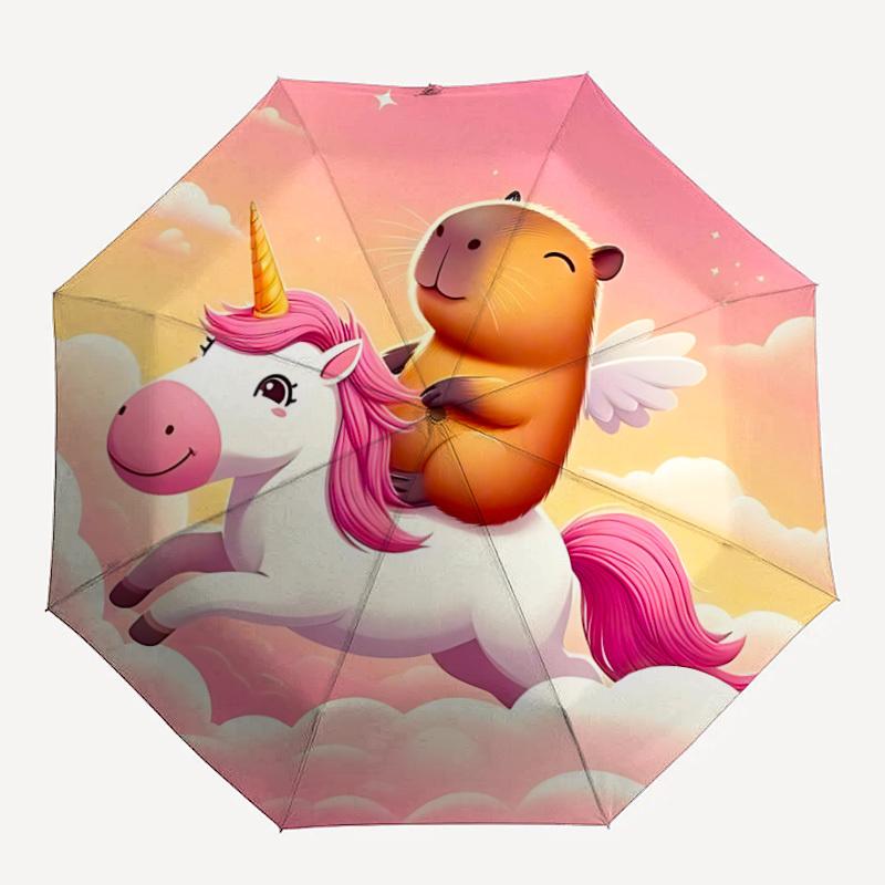 

1PC Unicorn, Capybara Automatic Open/close Umbrella with 8-Rib Structure for Women/Men, All-Season Use - Travel Essential, Stylish Accessory, Highqual