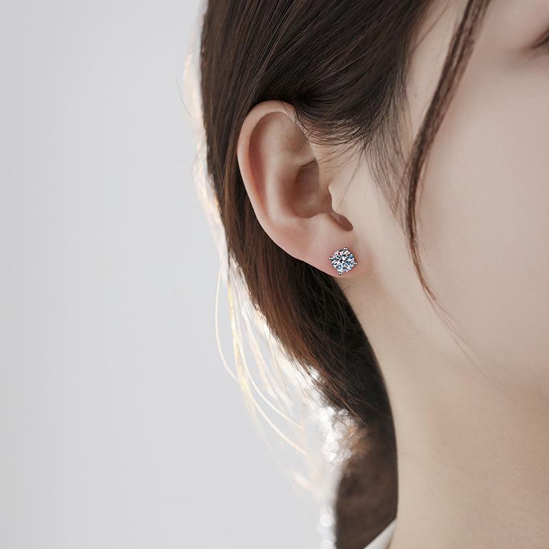 Cercei Rotunzi cu Diamante 3-8mm 1 Pereche Argint Casual Bărbați Femei Simpli Stud de Ureche Pentru Petrecere Cadou cu Piatră Prețioasă