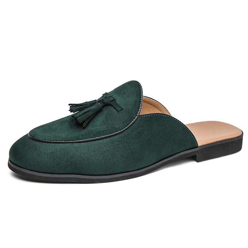 Men's Tassel Slip-On Leather Sandals - Breathable Summer Head Wrap Design