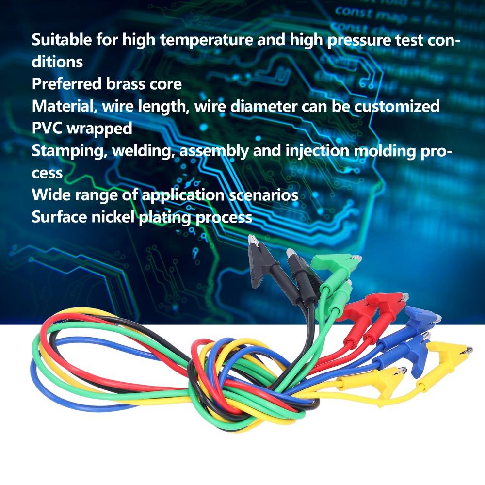 5PCS Durable Double End Test Cable 1m 5 Colors Test Leads Electrical Wires Electronic Repair