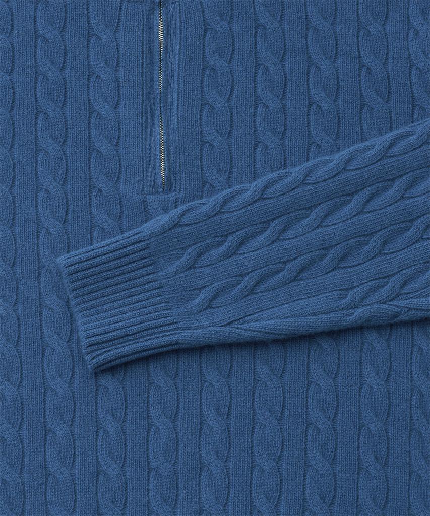 ANOTHER OFFICE Half Zip-Up Cable Sweater (Blue)