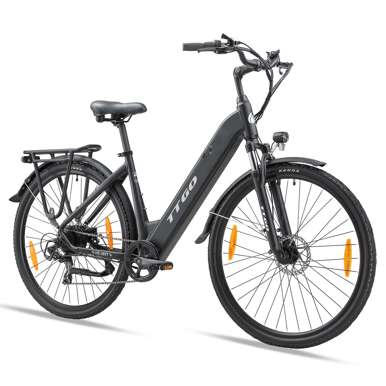 TTGO HZ-28ST Schwarz/Weiß 250W Motor 36V 20Ah Batterie, 700C * 45C Reifen Erwachsene Elektrofahrrad, Geschwindigkeit 25km/h Ximano 7-Gang schwarz