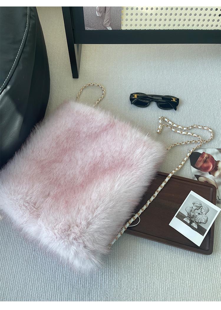

Luxury Faux Fur Women s Shoulder Bags Soft Plush Ladies Travel Backpack Girls Tote Bag Solid Color Female Fluffy Handbags Purse