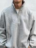 American Men's Heavyweight Half-Zip Stand-Up Collar Sweatshirt - Trendy, Loose-Fit, Versatile Jacket for Spring and Autumn.