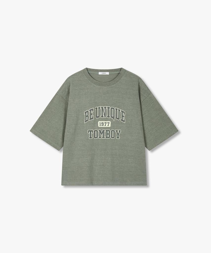 STUDIO TOMBOY Vintage Lettering Graphic Short Sleeve T-Shirt_Khaki 9176222990