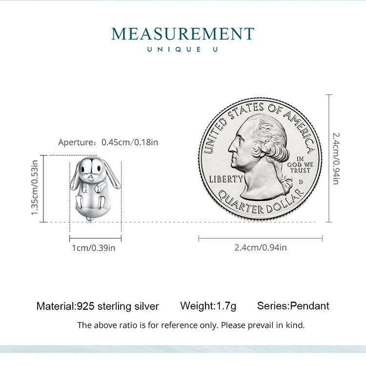 BAMOER 925 Sterling Silver Cute Lop-eared Rabbit Charms Bead for Women Bangle and Bracelet DIY Fine Jewelry