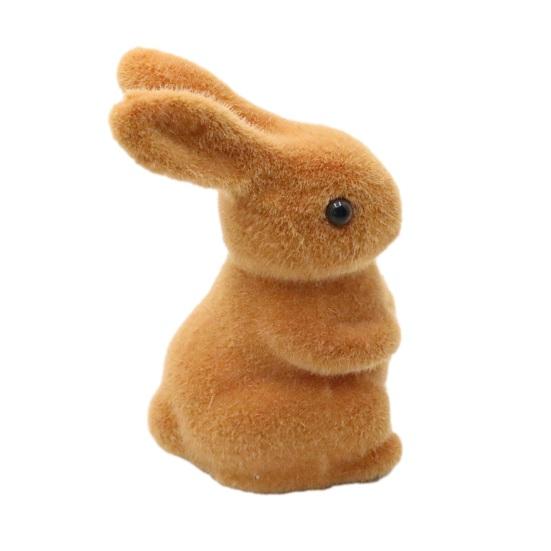 Harzbeflockte Hasenfigur Osterhase Beflockung Hasenskulptur Schmuckstück Kleiner Kunstmoos für Frühling Ostern