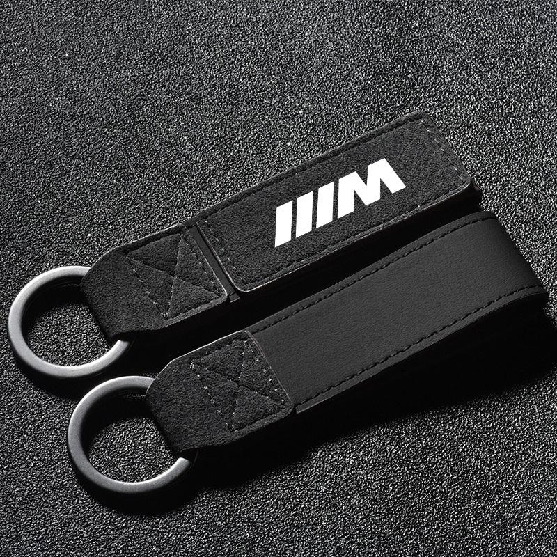 Suede Alloy Metal Leather Car Keychain Anti-lost Ring Pendant For BMW M Power Performance E46 e39 E90 E36 E60 E34 Accessories msjk68