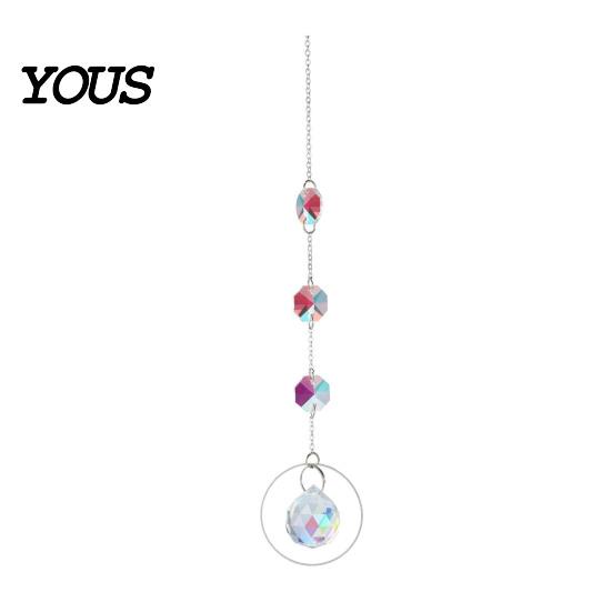 Sun Catcher Pendant Faux Crystal Suncatcher, Colorful Prisms Window Hanging Catcher, Moon Suncatcher Rainbow Maker Chain for Garden Home Decor Star