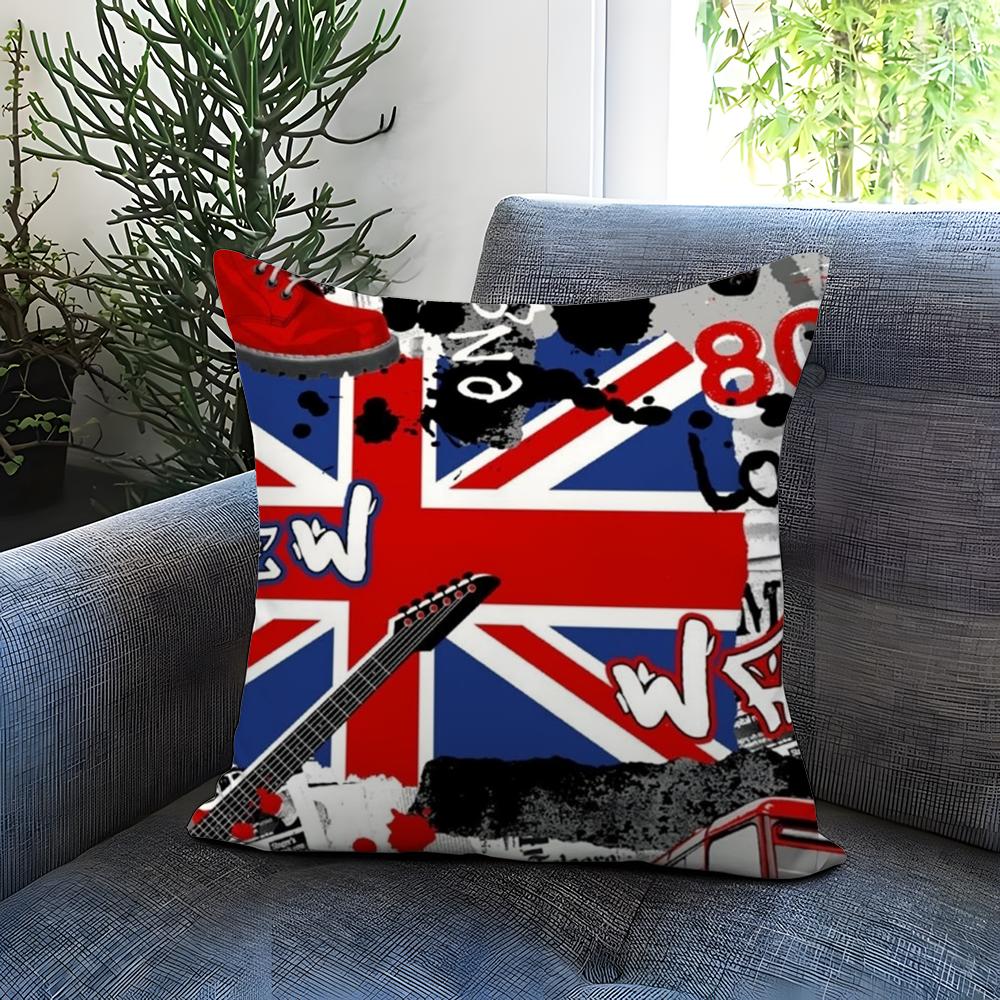 LOVE England Printed Cushion Cover Comfortable Reversible Pillow Cover Ideal for Car Sofa Bedroom & Beyond