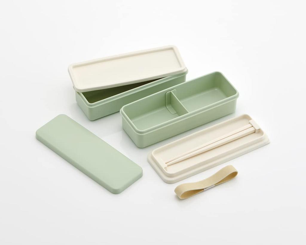 Skater Lunch Box Dull Green 630ml 2 Tiers Silicone Inner Lid Slim Type for Women Made In Japan SSLW6AG-A