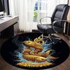 1pc Golden Fishes Splash Office Round Area Rug, Under Office Chairs Bedroom Living Room Home Decor, Room Deco, Available in Various Sizes