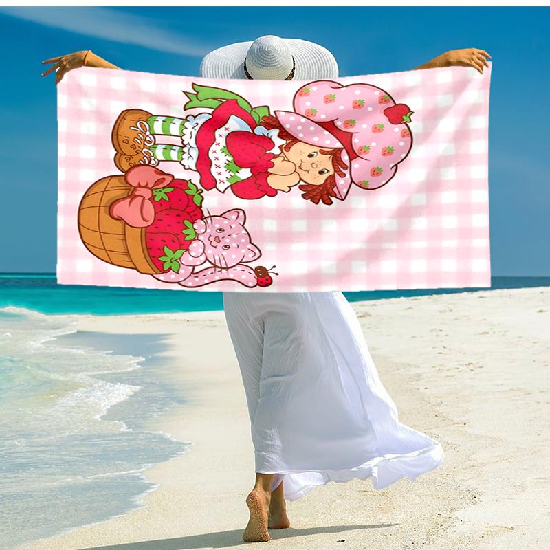 1pc Strawberry Princess6 Beach Towel, Comfortable and Thick, and Swimming/Bath/Picnic/Camping Towel, Suitable for Seaside Beaches