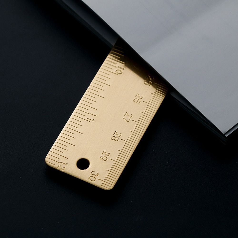 Portable Brass Straight Ruler 1mm Thicken 12/15cm Scale Ruler Measuring Tool Bookmark Ruler Students