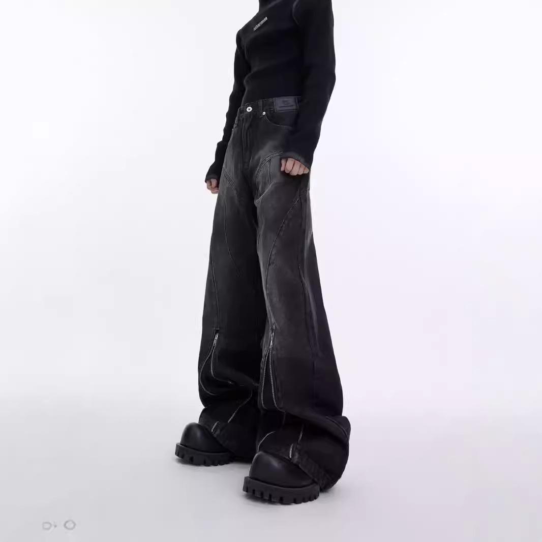 

Four Seasons Men s Hip-Hop Loose Straight Jeans with Cool Zipper Flare. 3XL синій