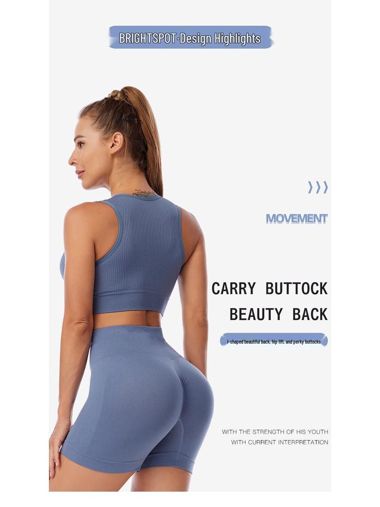 Women's Cross-Border Yoga Suit: Shockproof Sports Bra, Sexy Deep U Vest, and Fitness Running Shorts Set