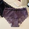 Bow French Style Briefs Low Waist Women Underwear Thin Lace Flower Panties  Girl