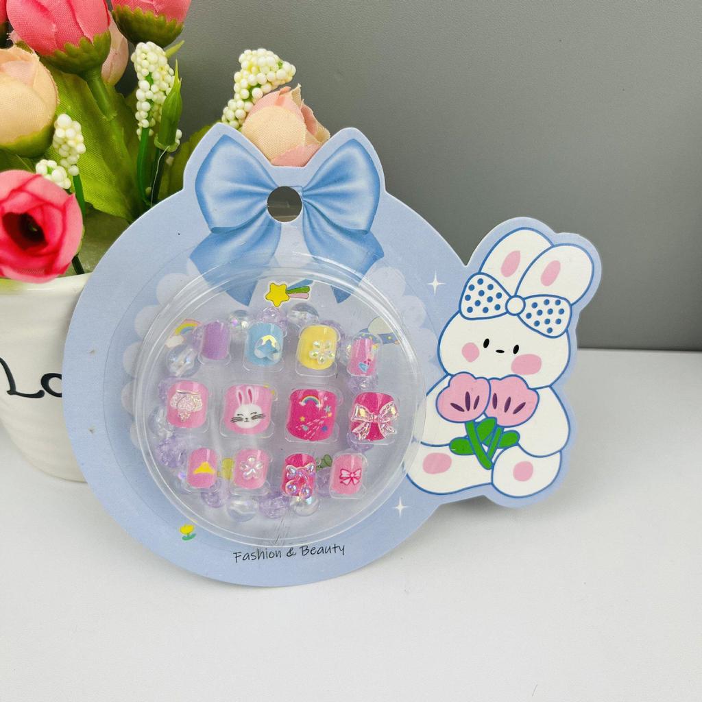 Children's Wearable Custom Nail Stickers - Cute European & American Jelly Glue Fingernail Tips
