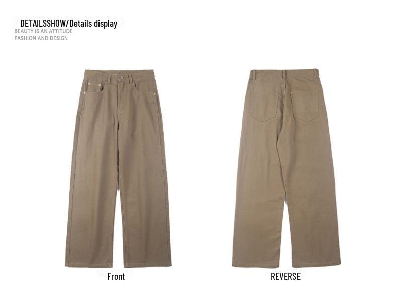 LKTM Men's Versatile Wide-Leg Solid Color Jeans - High-End, Relaxed Fit Casual Pants