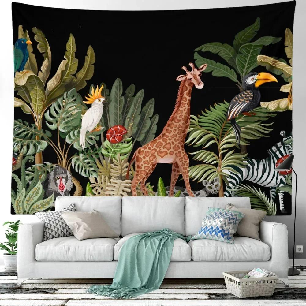 Room Decoration Bedroom Aesthetic Green Plant Flower Tapestry Tropical Plant Series Hanging Landscape Flower Indoor Tapestry