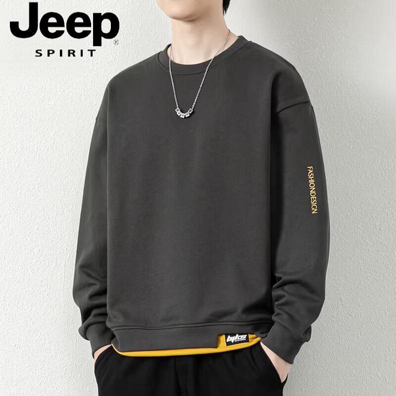 JEEP SPIRIT Men's Loose Fit Round Neck Sweatshirt