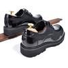 Factory Autumn New Round Head Business Dress Leather Shoes Big Head Single Shoes Patent Leather Retro Men's Thick Sole Heightening Big Head Shoes