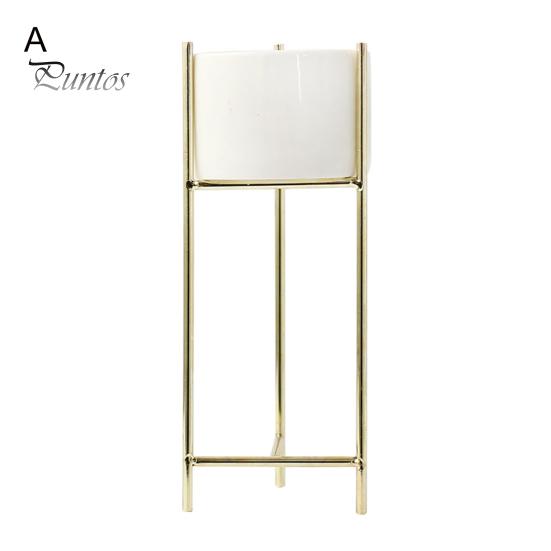 Elegant Ceramic Planter 1 Set Flower Pot Stylish Iron Frame Stand Plant For Office Flowerpot for Home Room Decoration