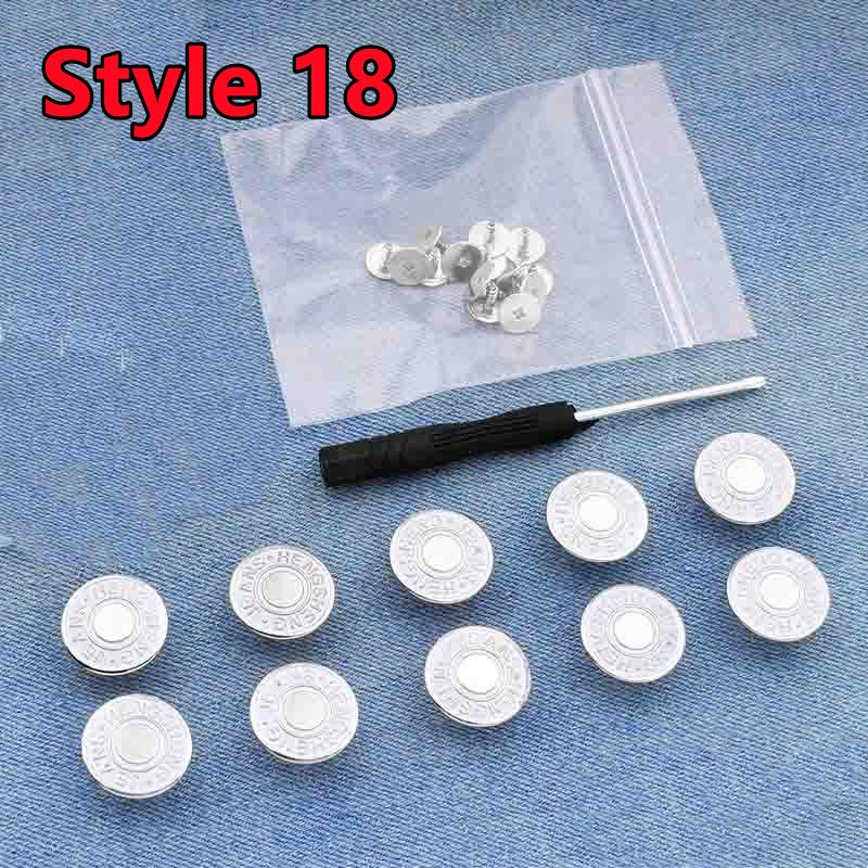 10 PEZZI Bottoni per Jeans di Ricambio 17mm Senza Cucitura Bottone in Metallo Kit di Riparazione Bottoni per Jeans Rimovibili Senza Chiodi Set Accessori da Cucito