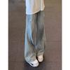 American Retro Blue Tooling Jeans Men's Summer Slightly Pulled Pants Loose Bf Lazy Wind Wide-leg Scimitar Pants