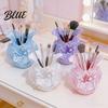 Cosmetic Storage Organizer Makeup Brush Holder with Thickened Stable Base Fairies Decor Silk Elegant Pen Holder Texture Box for Dressing Table Pens