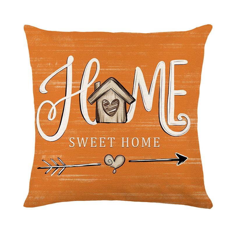 Autumn Harvest Series Pillow Cover Linen Printed Pumpkin Pillow Cover Living Room Bedroom Decoration Cushion Cover