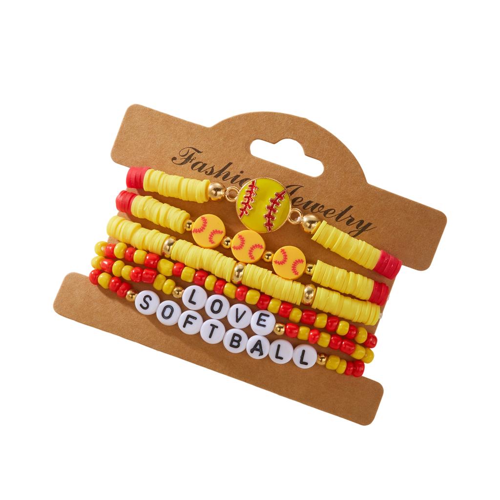 Elastic Adjustable Beaded Bracelet SportS Design For Men Women Unisex Football Baseball Fan Jewelry Wristlet