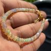 Bracelet Facetté en Opale Éthiopienne: Perles de Pierre Précieuse Multi-Feu, Longueur Réglable