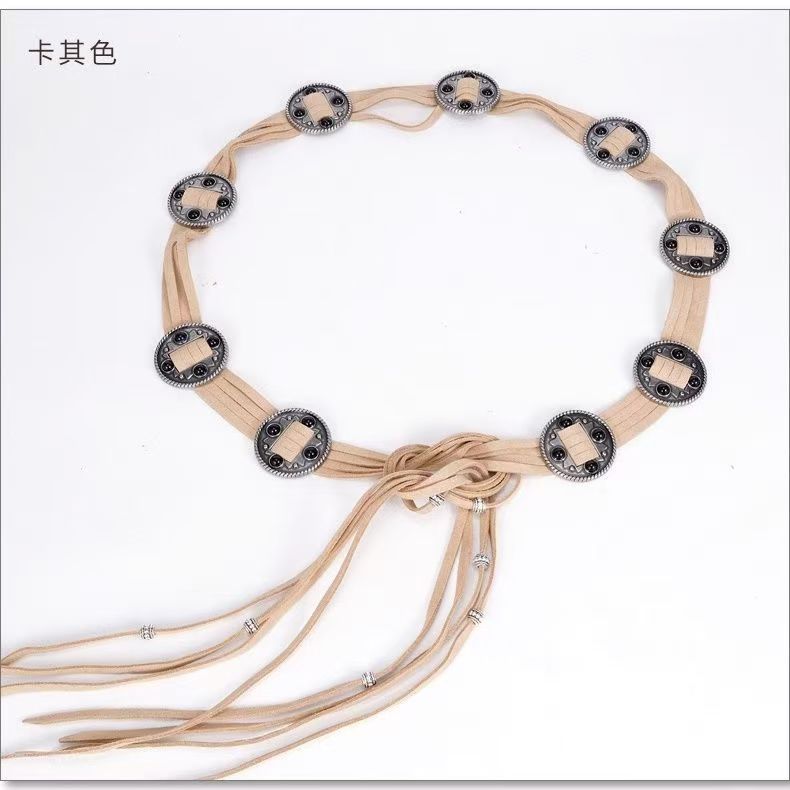 

Новые бусины в западном стиле Винтажные аксессуары Пояс Круглый Бохо Бирюзовый Женский Пояс-веревка для талии